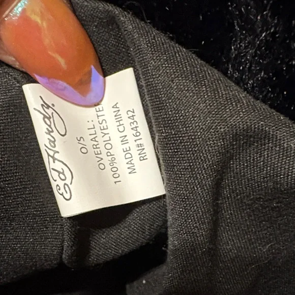 Ed Hardy Black Faux Fur Hat with Embroidery Art NWT - Picture 10 of 10